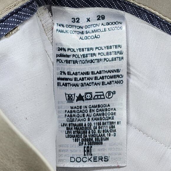 Dockers Pants Mens 32X29 Tan Khaki Straight Fit Flat Front Stretch Cotton Office - Picture 6 of 12